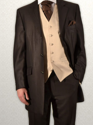 Brown Masterhand lightweight self-stripe Three-Quarter Prince Edward Frock Coat