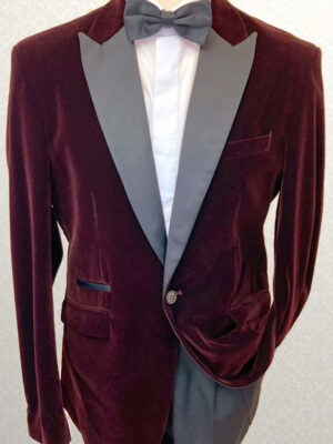 Burgundy Velvet Slim Fit Tuxedo