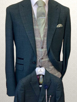 Green Tweed Tailored Fit Wedding Suit