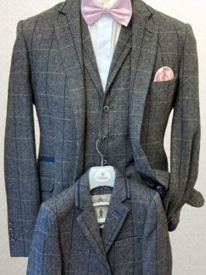 Dark Grey Albert Tweed Tailored Fit Wedding Suit