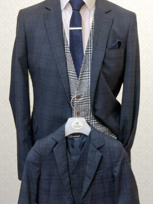 Navy Check Tailored Fit Lounge Suit