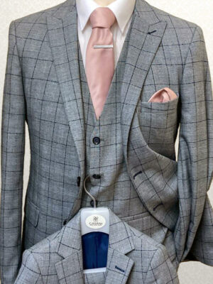 Maradonna Blue/Grey Check Tailored Fit Lounge Suit