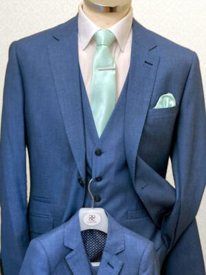 Cavani Mid Blue Check Tailored Fit Lounge Suit