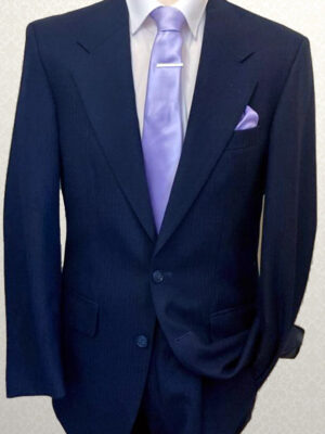 Navy Herringbone Lounge Suit (2-Piece)