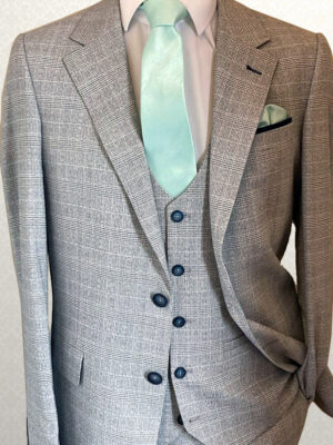 Silver/Grey Check Tailored Fit Lounge Suit